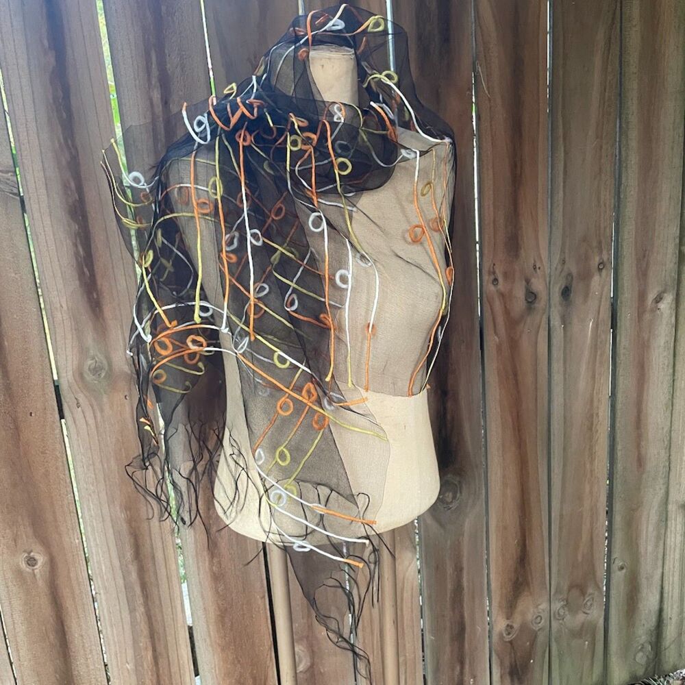 ART TO WEAR Sheer 100% Silk Gauze SCARF WRAP 24" x 68"